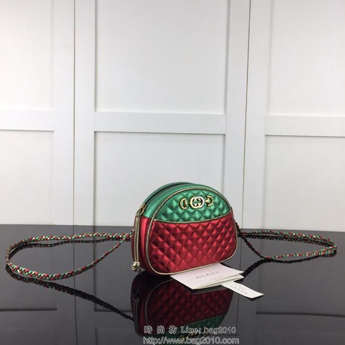 GUCCI古馳 新款 專櫃品質 原單 534951 紅綠金 拼色 菱形 鏈條 斜跨小包HY1424